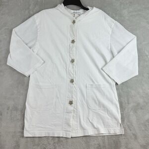 Vintage Jordan Taylor Tunic Womens White Button Front‎ Hooded Beachy Coverup USA